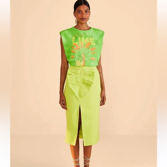 Farm Rio lime leaf pencil skirt size XL